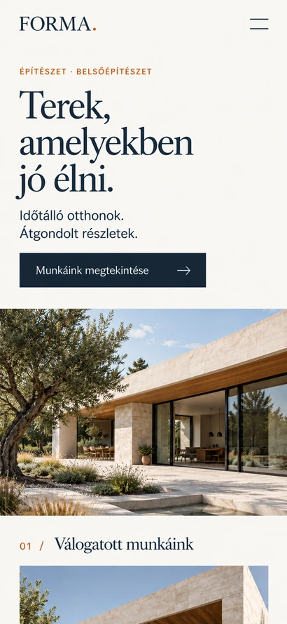 Ugyanaz a weboldal mobilnézetben